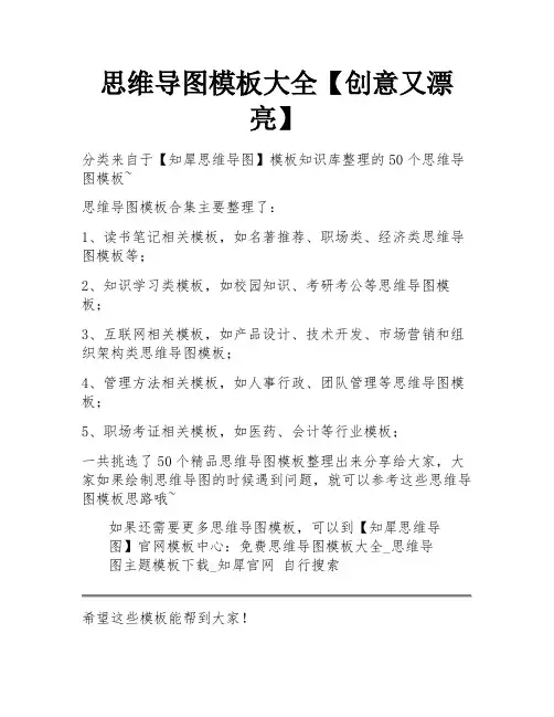 思维导图模板大全【创意又漂亮】 