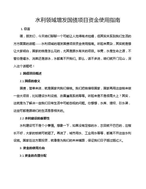水利领域增发国债项目资金使用指南