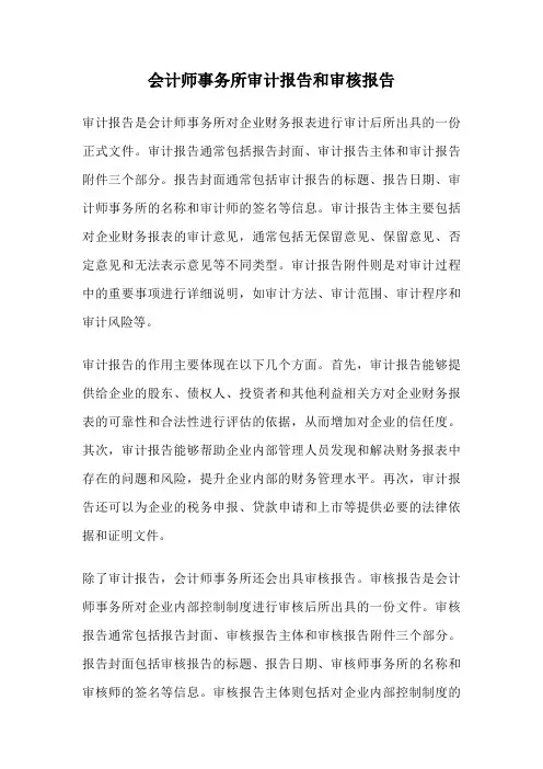 会计师事务所审计报告和审核报告