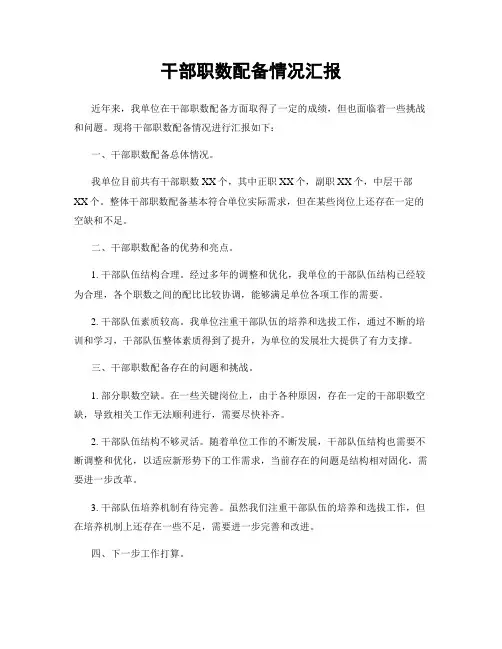 干部职数配备情况汇报