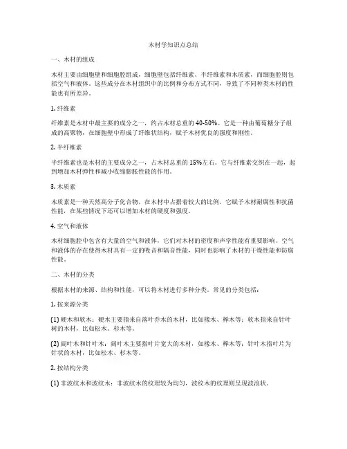 木材学知识点总结