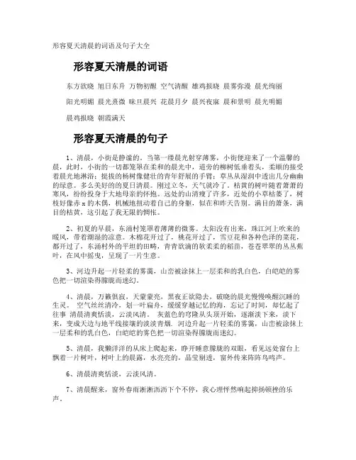 形容夏天清晨的词语及句子