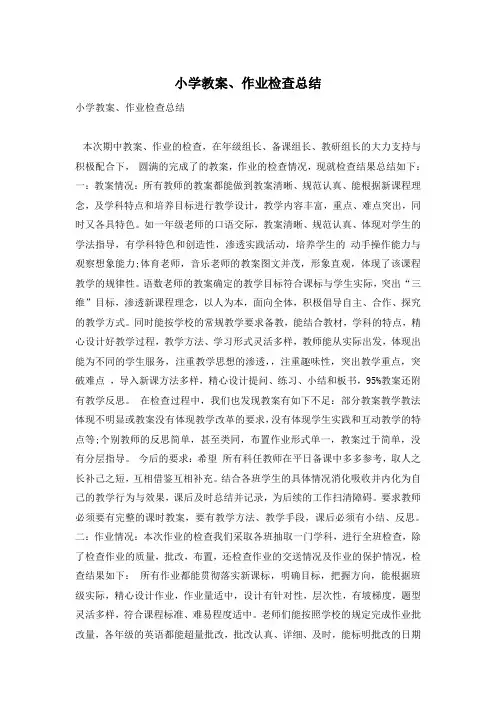 小学教案、作业检查总结
