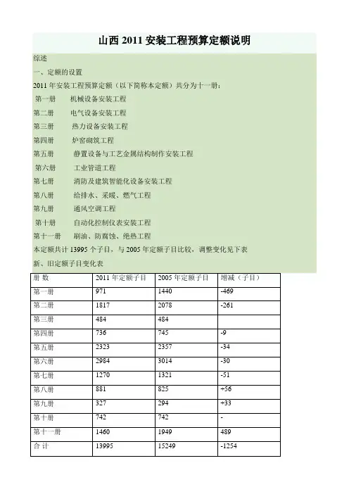 2011山西安装定额解释