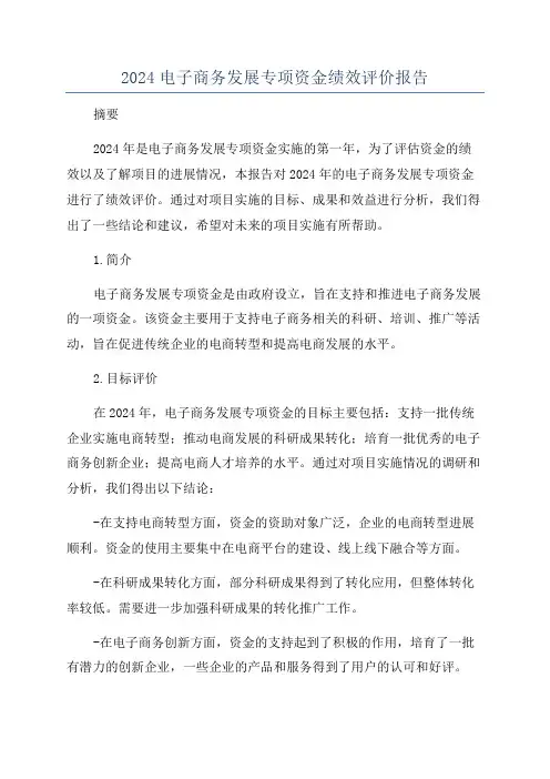 2024电子商务发展专项资金绩效评价报告