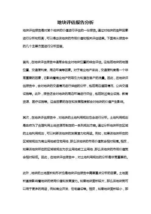 地块评估报告分析