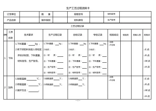 生产工艺过程流转卡