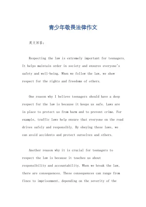 青少年敬畏法律作文