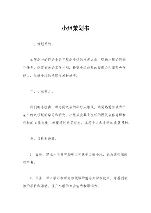 小组策划书