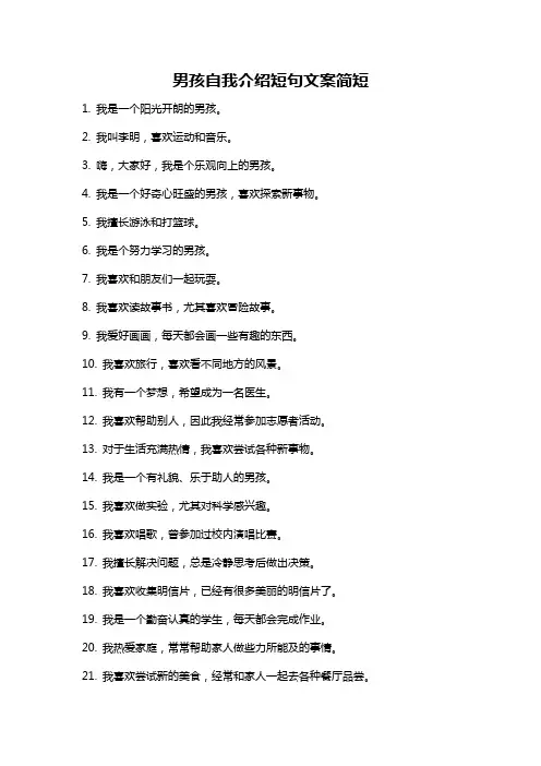 男孩自我介绍短句文案简短