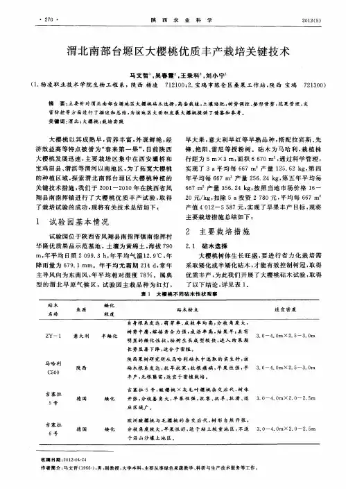 渭北南部台塬区大樱桃优质丰产栽培关键技术