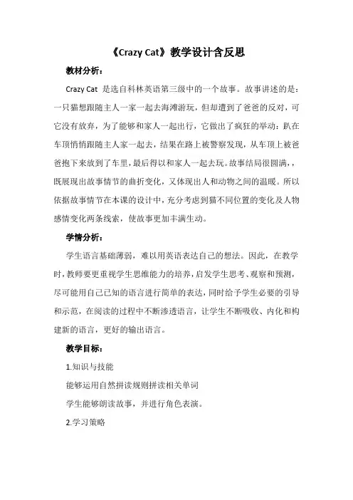 《Crazy Cat》教学设计含反思