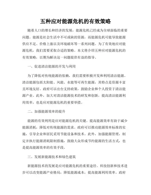 五种应对能源危机的有效策略