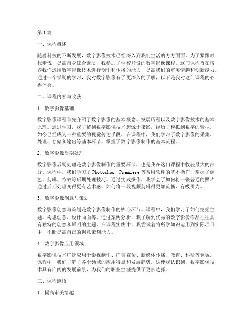 数字影像课程心得体会(2篇)