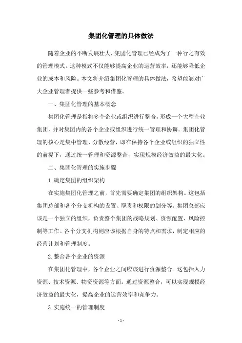集团化管理的具体做法