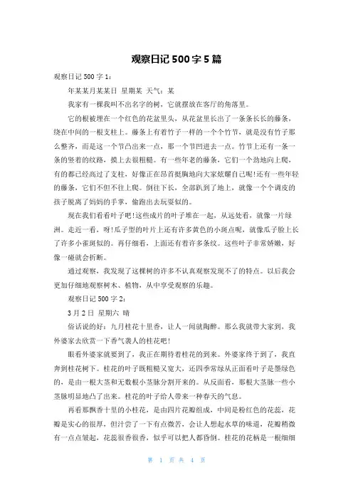 观察日记500字5篇