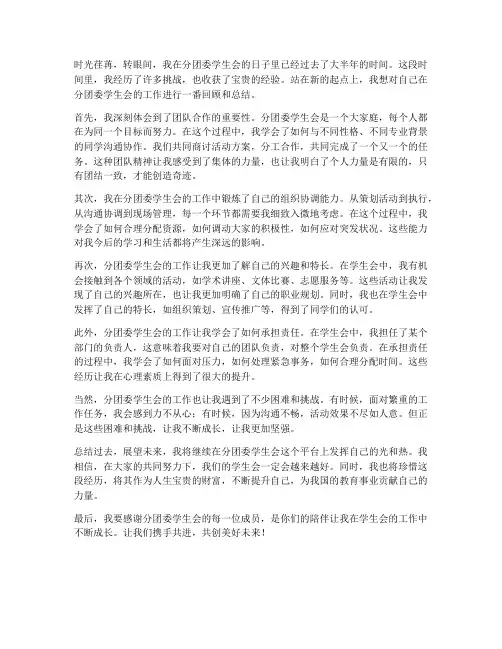 分团委学生会_工作感想