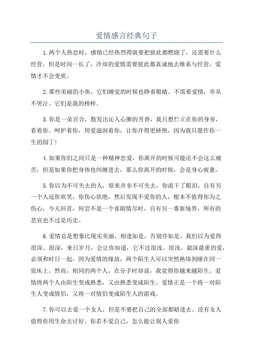 爱情感言经典句子