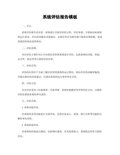系统评估报告模板