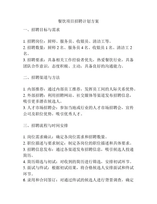 餐饮项目招聘计划方案