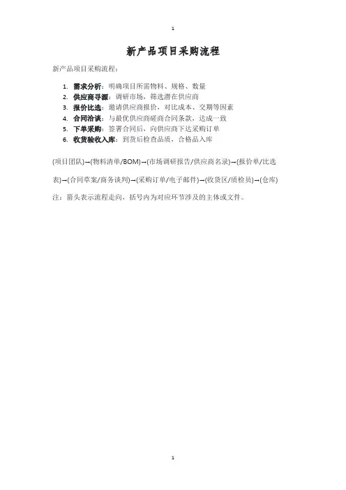 新产品项目采购流程