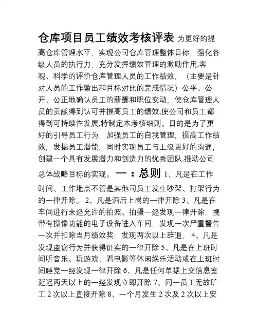 仓库绩效考核