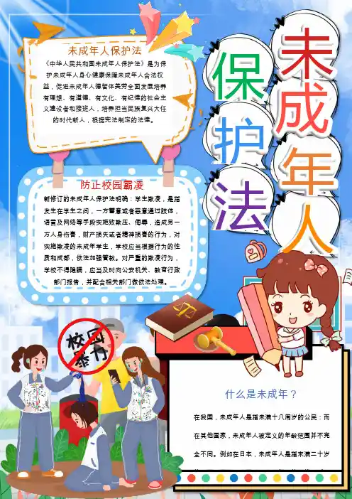 未成年人保护法宣传小报手抄报WORD模板(图文)