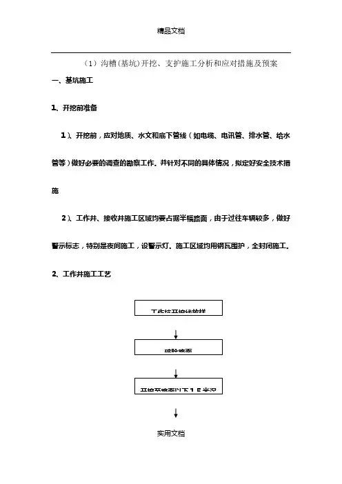 (1)沟槽(基坑)开挖、支护施工分析和应对措施及预案