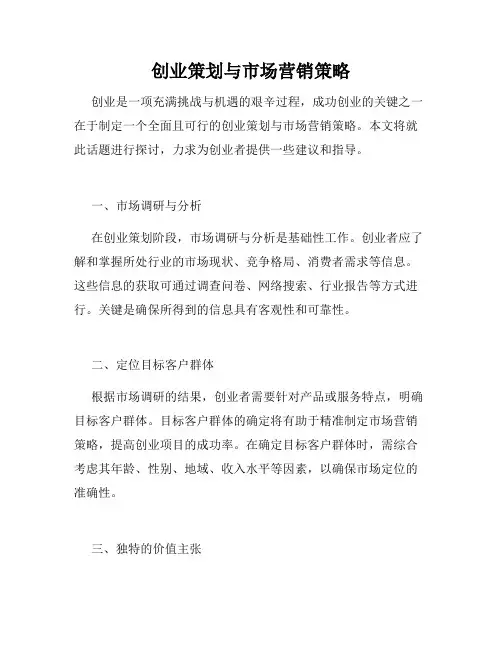 创业策划与市场营销策略