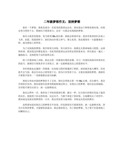 二年级梦想作文：坚持梦想