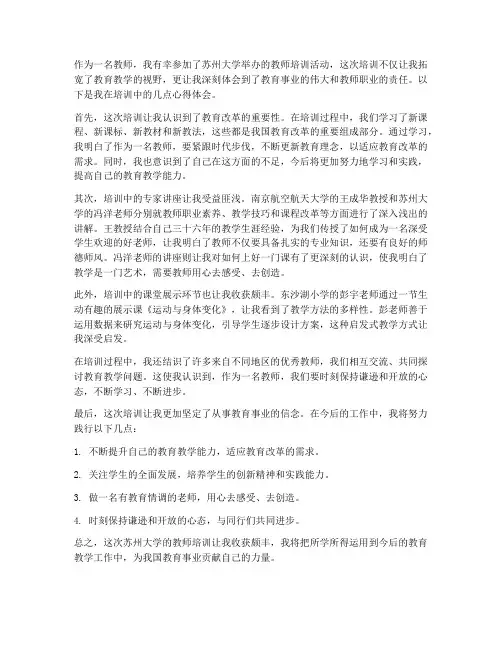 教师苏大培训心得体会