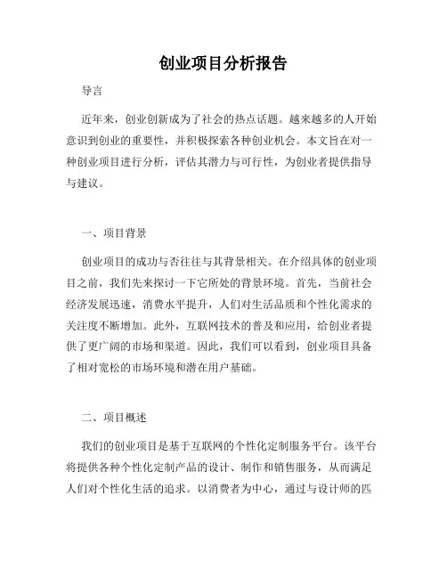 创业项目分析报告