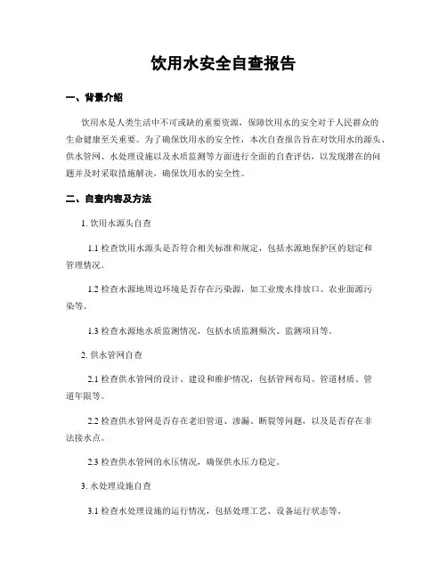饮用水安全自查报告