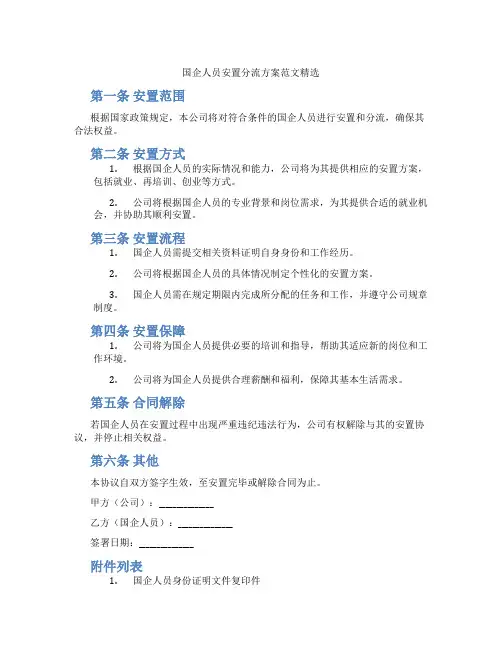 国企人员安置分流方案范文精选