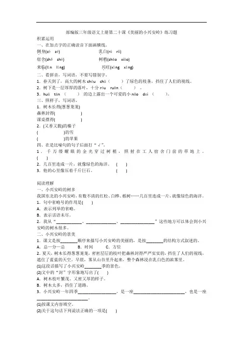 三年级上册语文试题-第二十课(含答案)部编版