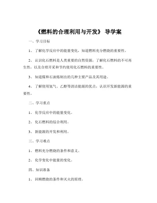 《燃料的合理利用与开发》 导学案