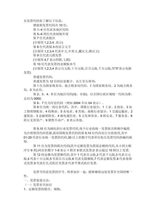 从发票代码你了解以下信息