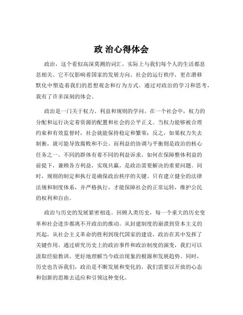 政 治心得体会