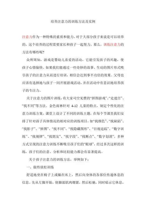 培养注意力的训练方法及实例