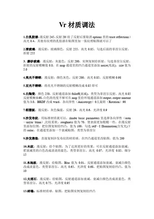 Vr材质调法