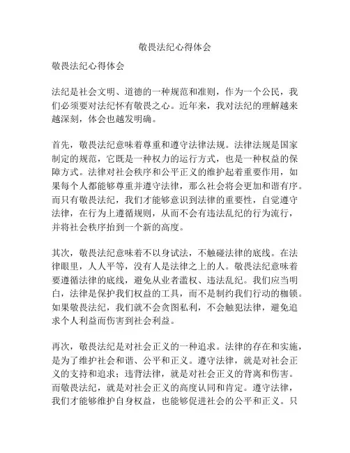 敬畏法纪心得体会