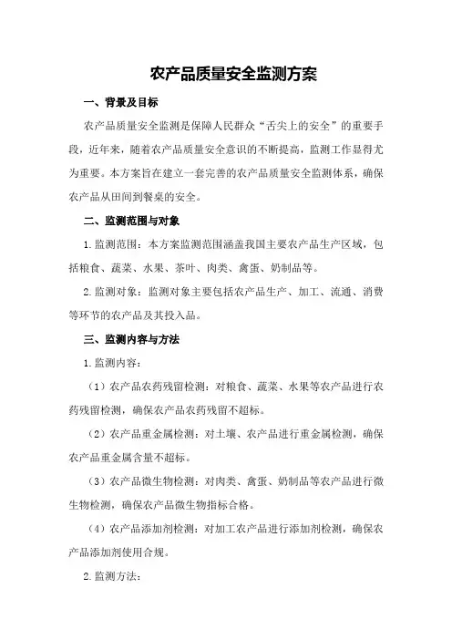 农产品质量安全监测方案