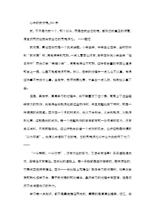 初中作文  心中的武术魂_900字