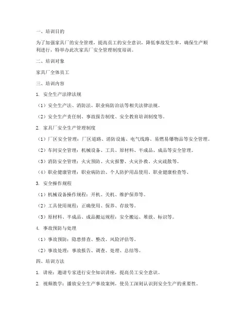 家具厂安全管理制度培训