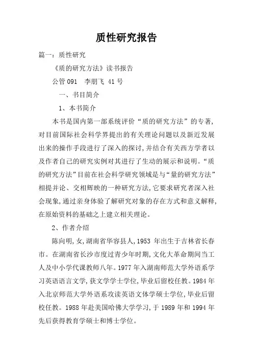 质性研究报告