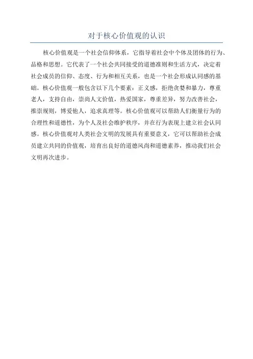 对于核心价值观的认识