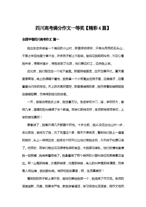 四川高考满分作文一等奖【精彩4篇】