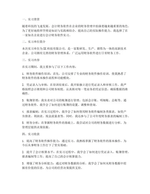 会计财务软件实习的报告