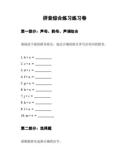 拼音综合练习练习卷
