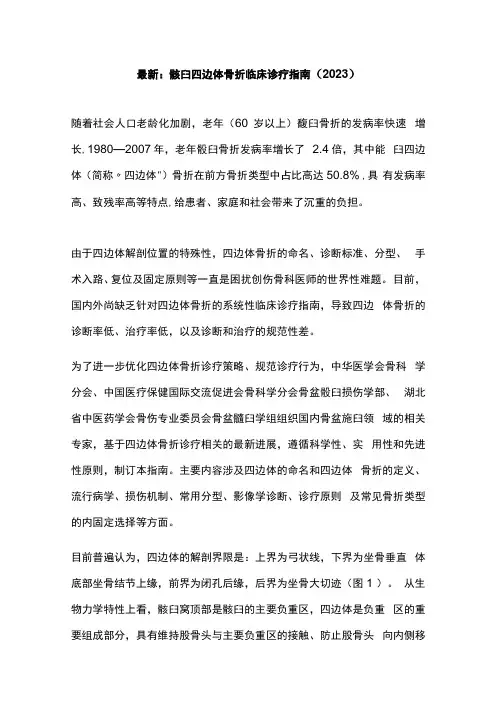 最新：髋臼四边体骨折临床诊疗指南(2023)